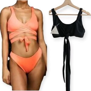 NWT Buffbunny Swimwear Wrap Around Self Tie Bikini Swim Top Small